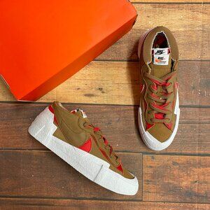 Nike Men's Blazer LOW / SACAI British Tan Patent Leather Shoes